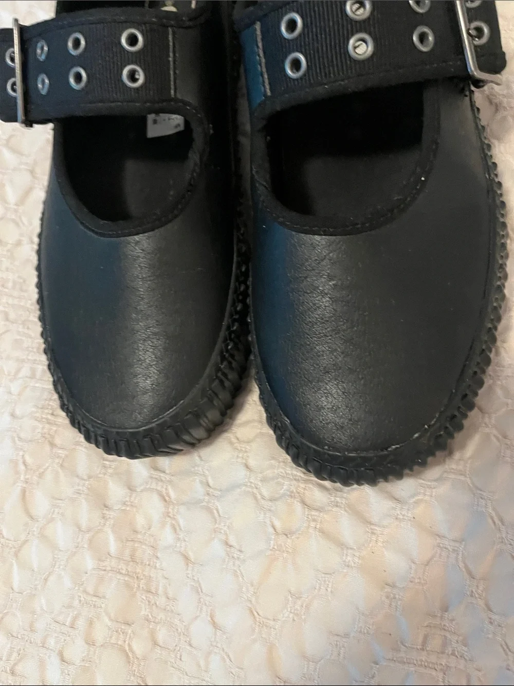 Vans Women’s Black Chunky Platform Creeper Mary Jane Buckle Strap Shoes Sz W7 M5